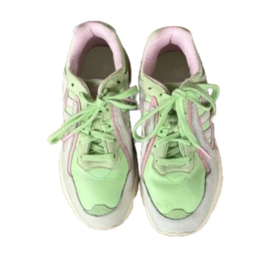 ADIDAS TORISON YUNG-96 CHASM MINT GREEN LEATHER LOW WOMEN'S TRAINERS SIZE 6